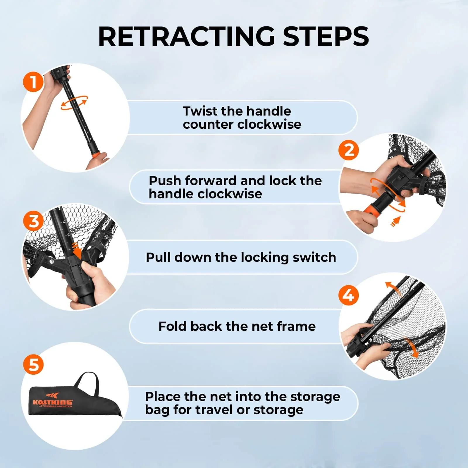KastKing Brutus Foldable Extendable Fishing Net with Boat Hook - Image 6
