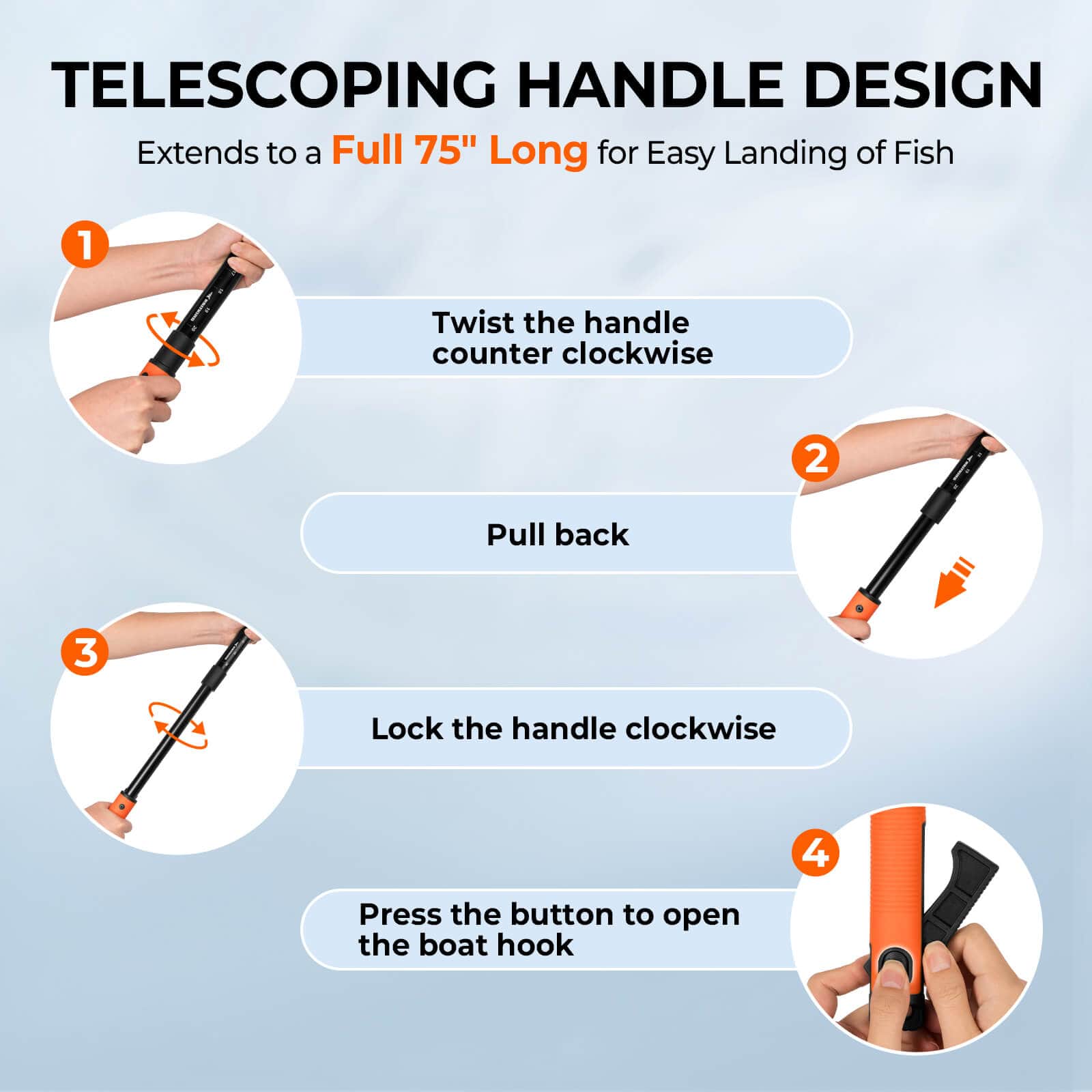 KastKing Brutus Foldable Extendable Fishing Net with Boat Hook - Image 7