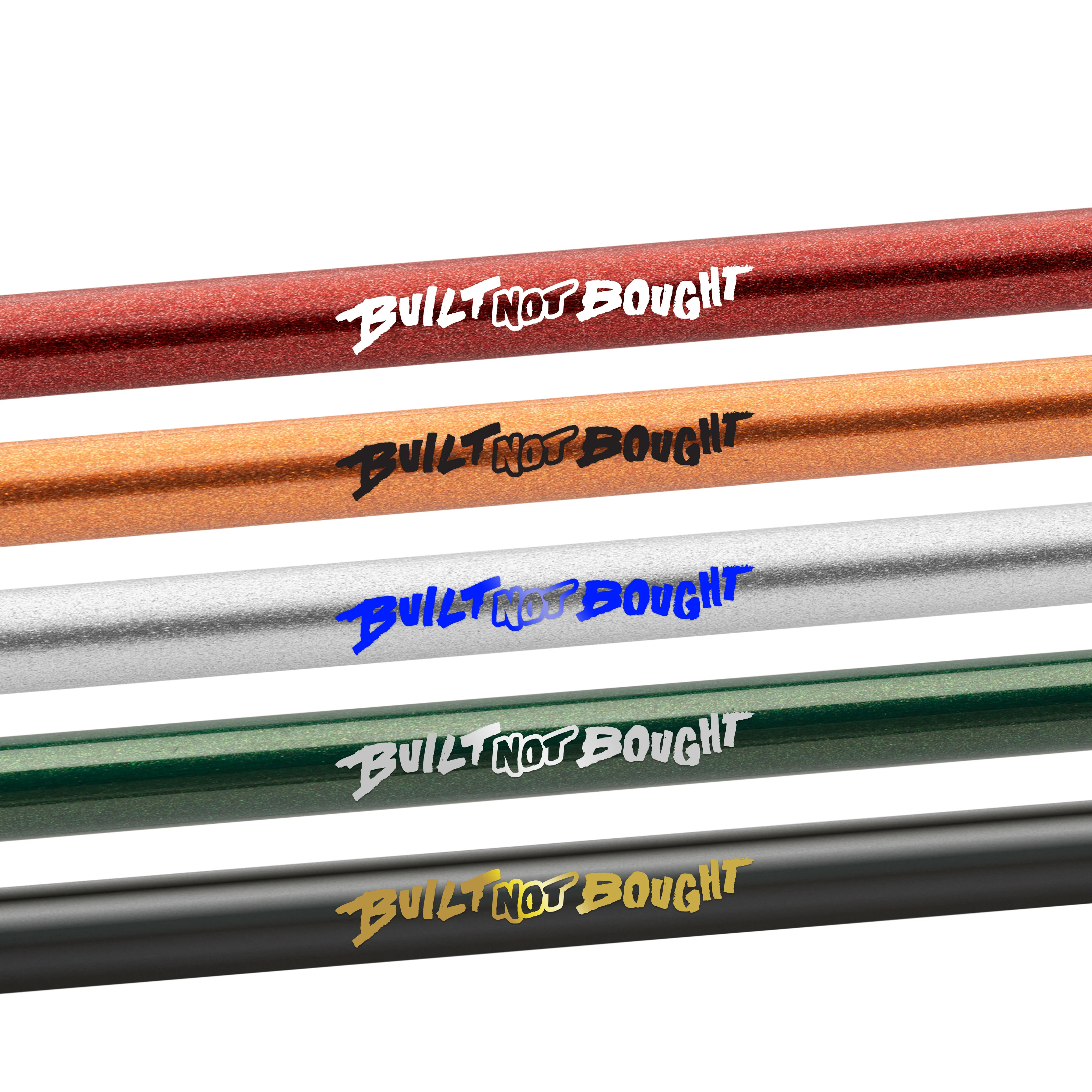 "Built Not Bought" Horizontal Monochrome Rod Decals - Image 3