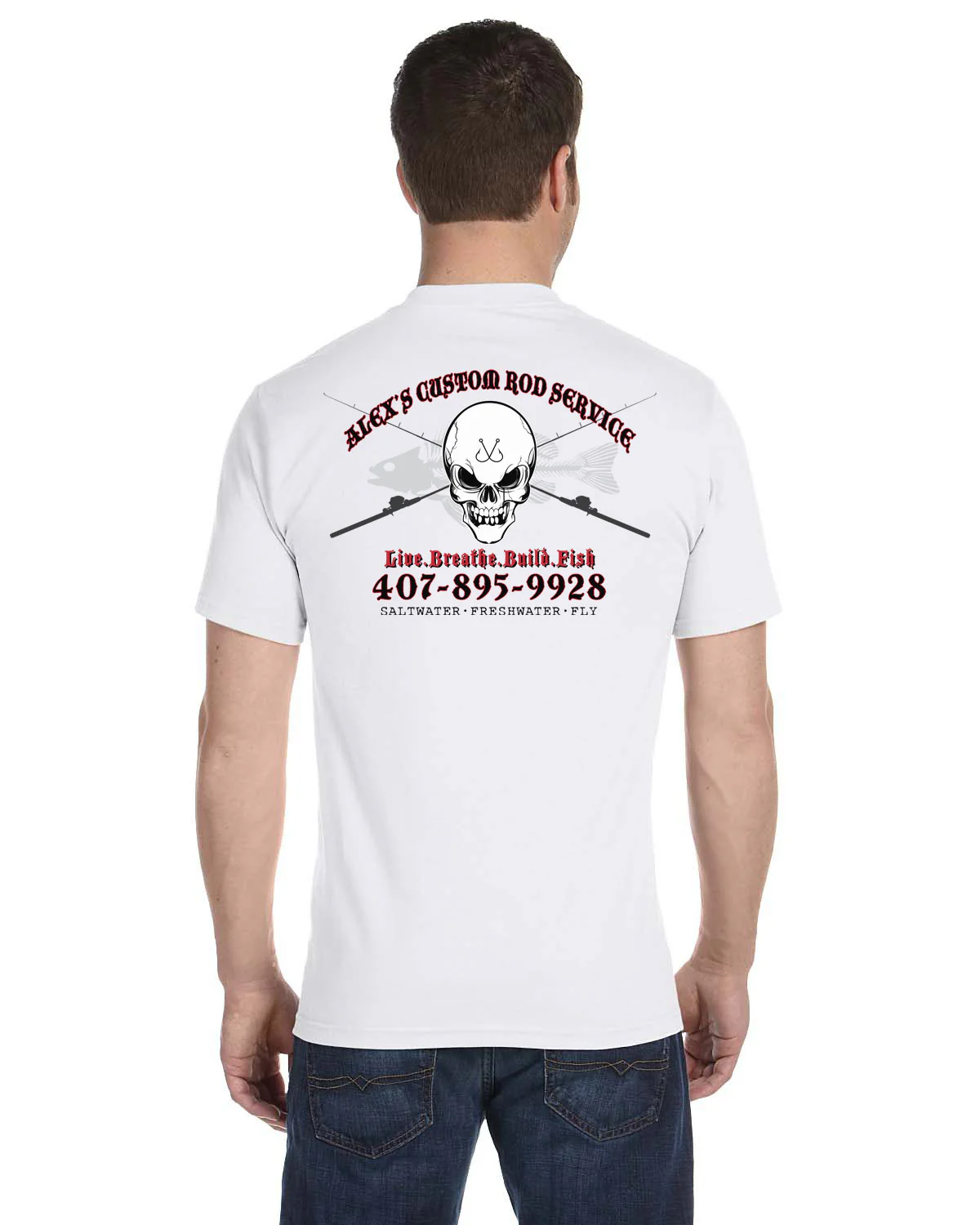 Custom T-Shirt: Skull with Crossing Rods - Image 5