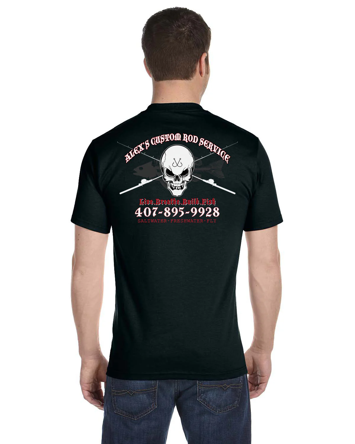 Custom T-Shirt: Skull with Crossing Rods - Image 7