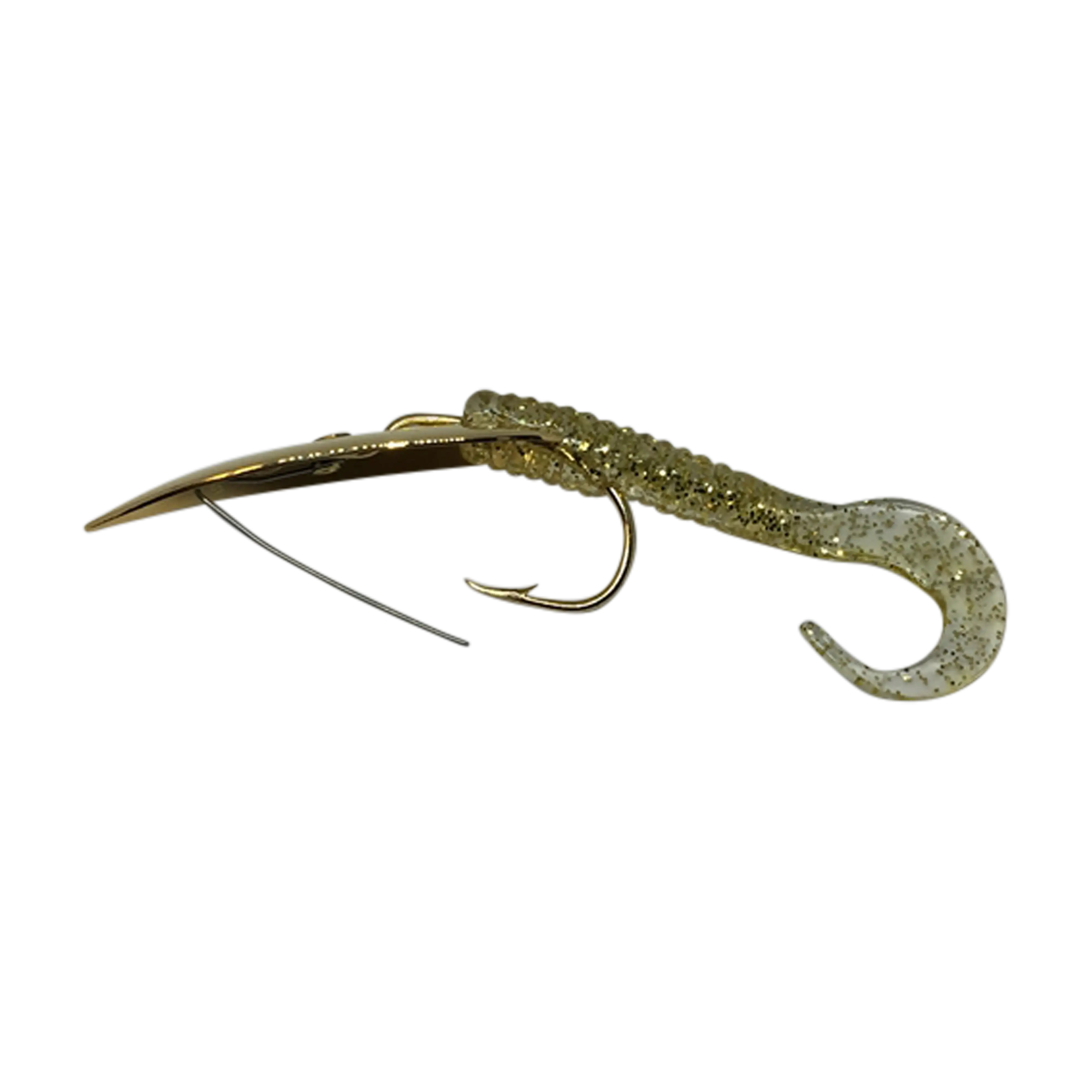Gator Gold Weedless Spoon with Worm Trailer - Image 3
