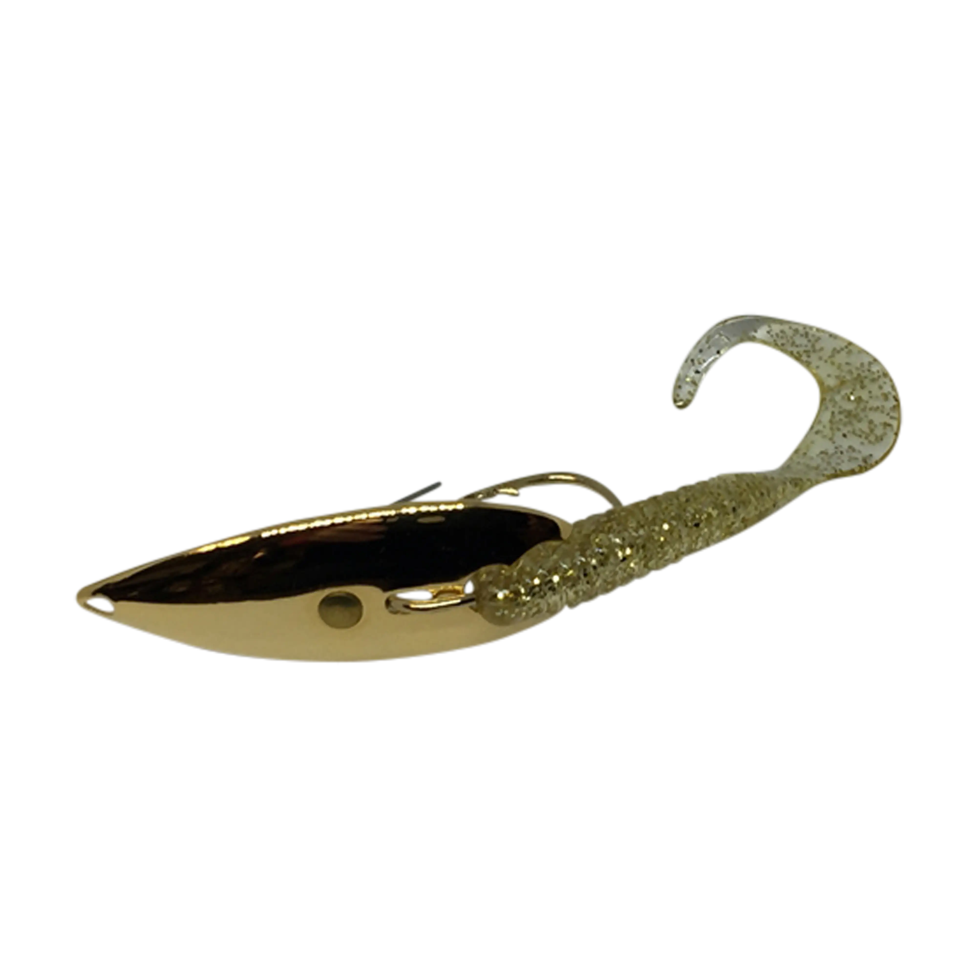 Gator Gold Weedless Spoon with Worm Trailer - Image 4