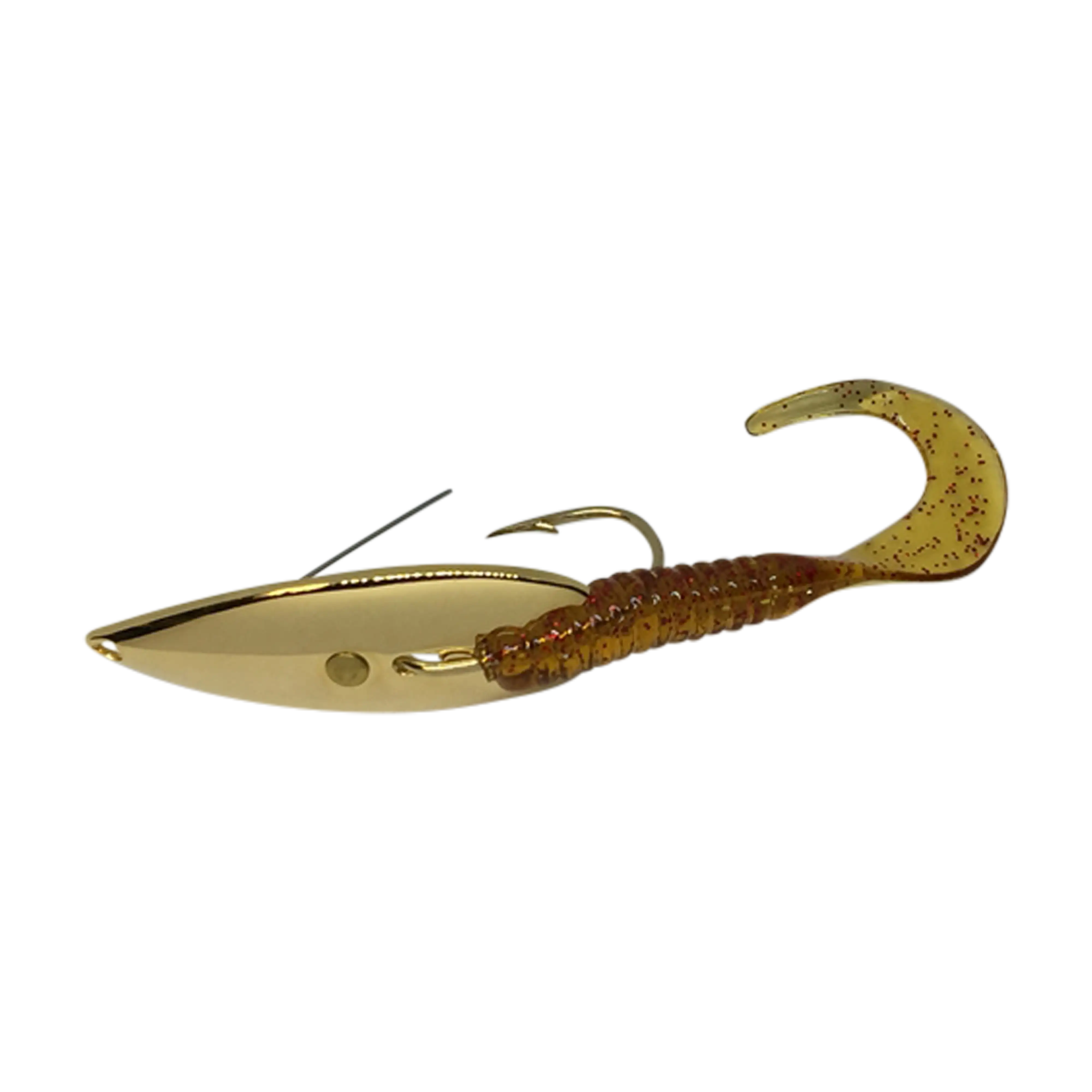 Gator Gold Weedless Spoon with Worm Trailer - Image 6