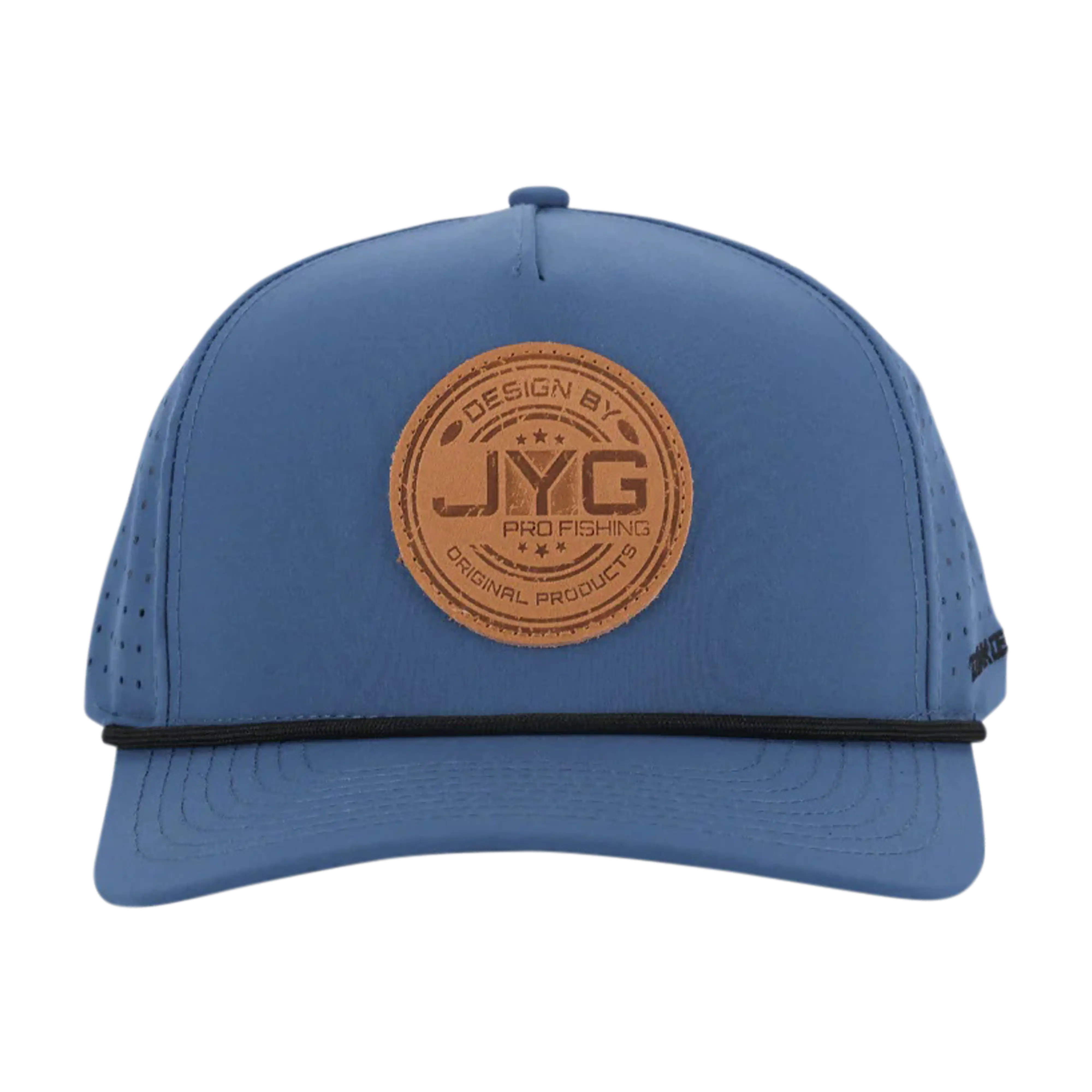 JYG Profishing Navy Leather Patch 5-Panel Hat - Image 2