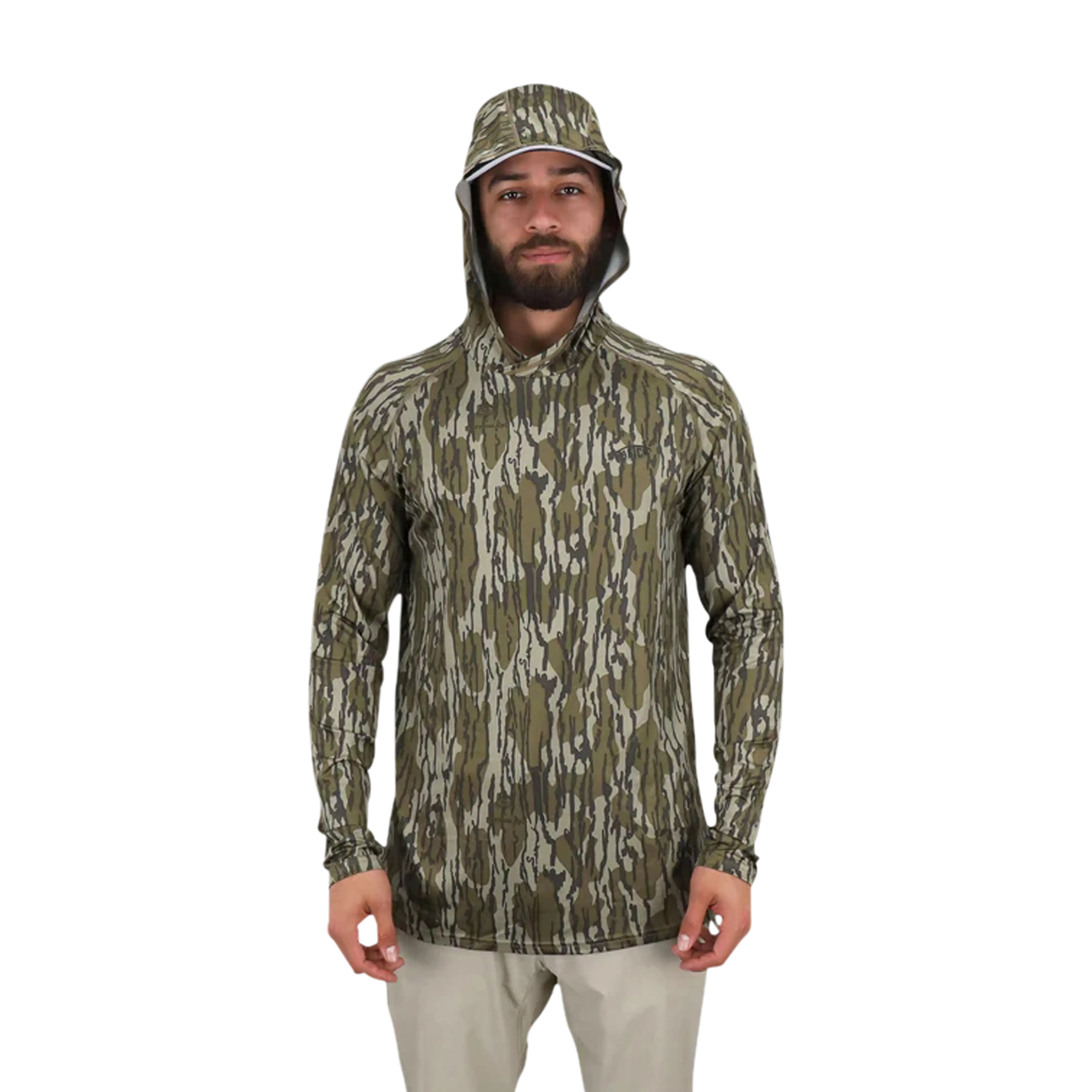 AFTCO Men’s Mossy Oak® Camo Performance Hood – UPF 50 Fishing Shirt - Image 3