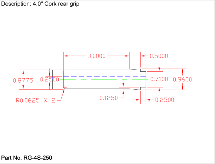 American Tackle Straight Rear Spinning Grips – Single Tenon (EVA or Cork) - Image 3