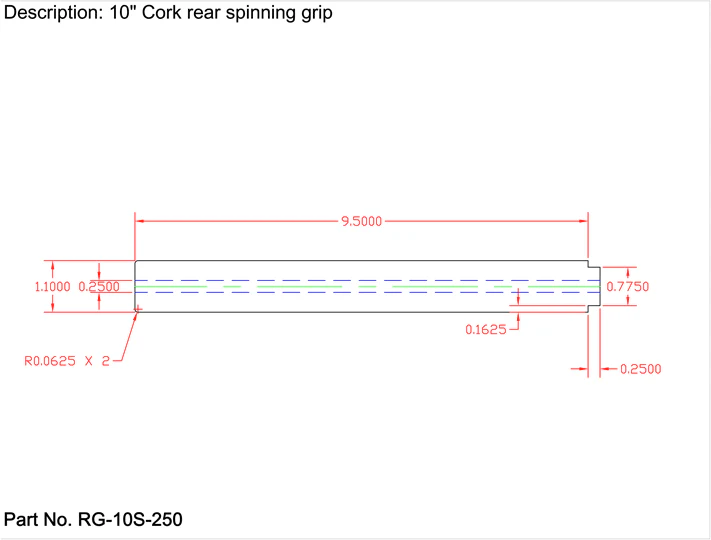 American Tackle Straight Rear Spinning Grips – Single Tenon (EVA or Cork) - Image 7