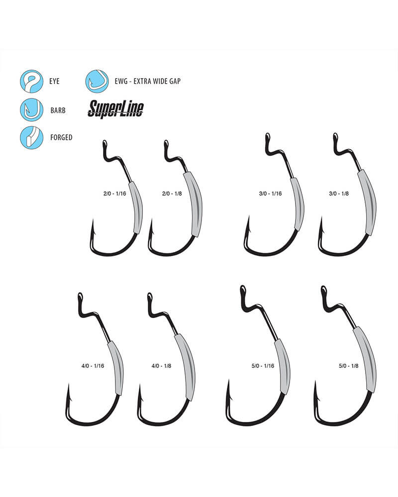 Gamakatsu Superline EWG Weighted Worm Hooks - Black - Image 3