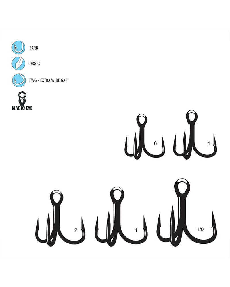 Gamakatsu EWG Short Shank Magic Eye Treble Hook - Black - Image 3