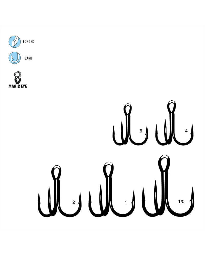 Gamakatsu Short Shank Round Bend Treble Hook - Black - Image 3