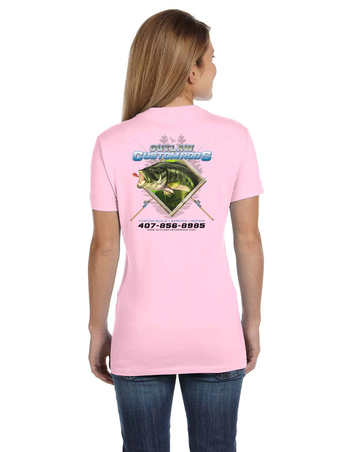 Women's Custom T-Shirt: Largemouth Bass Chasing Lure - Image 5