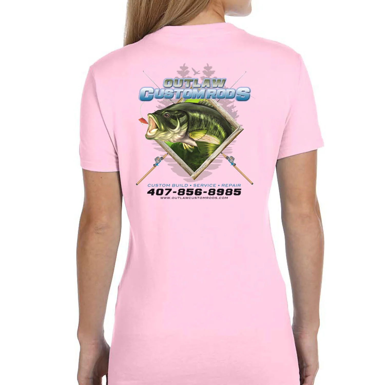 Women's Custom T-Shirt: Largemouth Bass Chasing Lure - Image 7