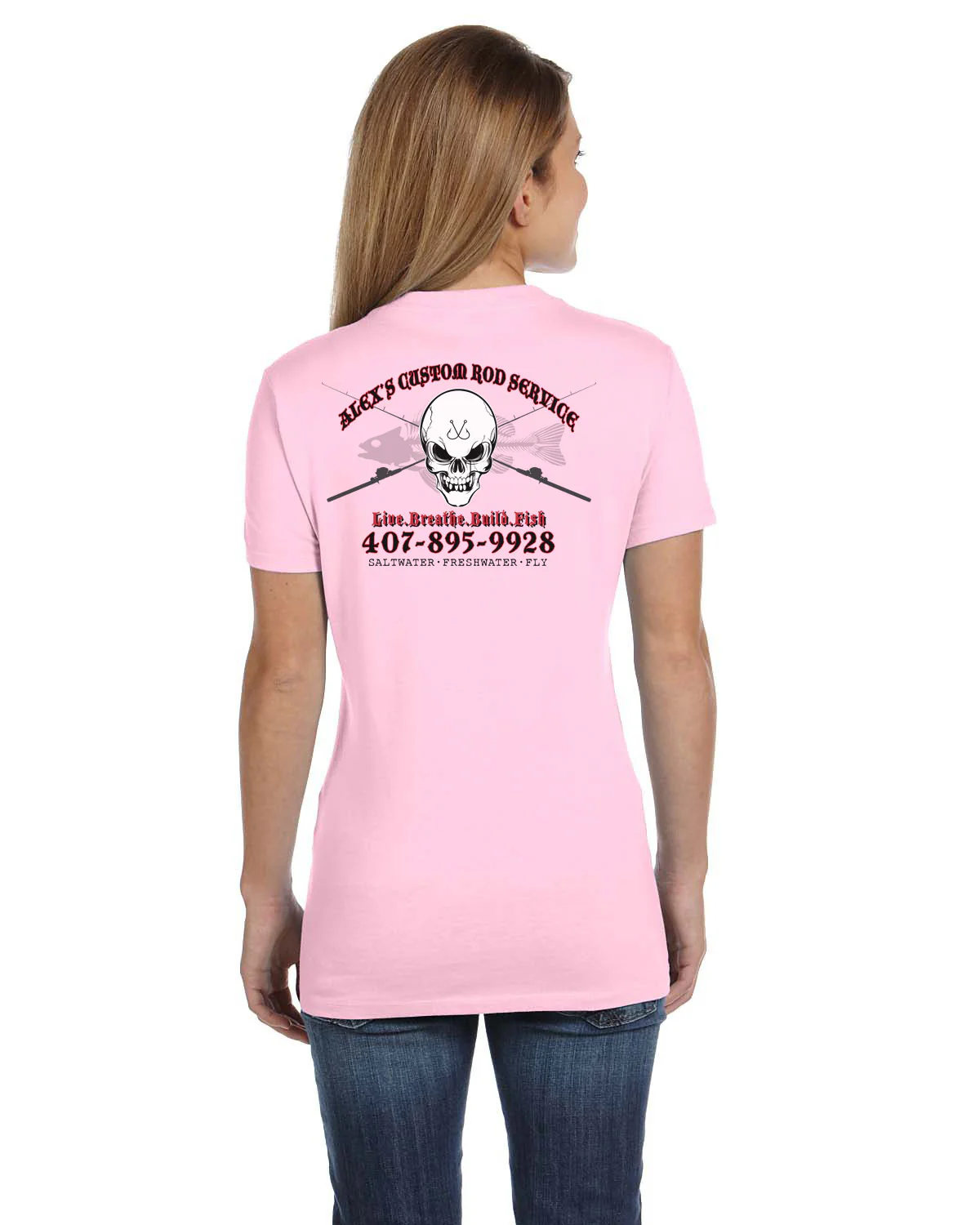 Women's Custom T-Shirt: Skull with Crossing Rods - Image 5
