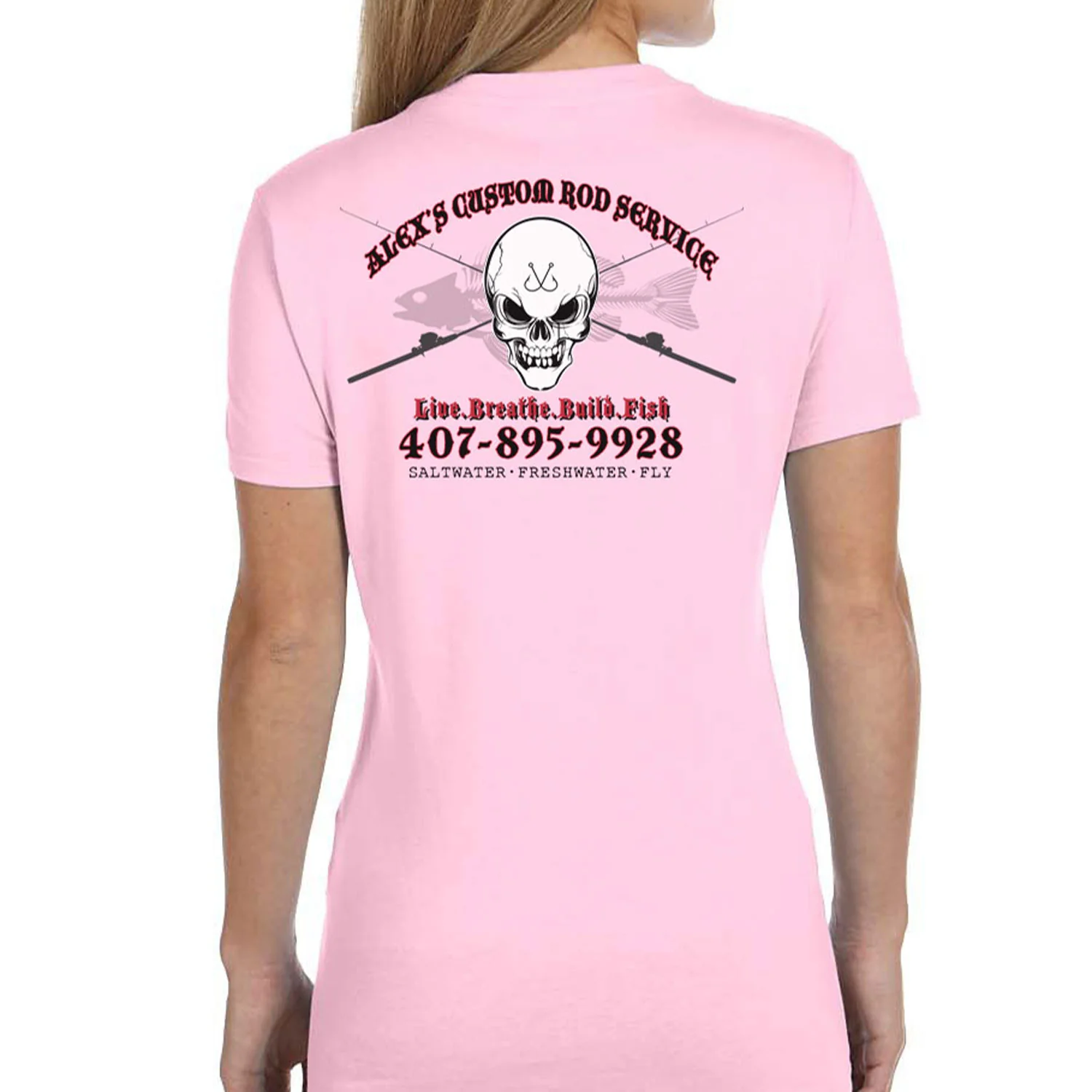Women's Custom T-Shirt: Skull with Crossing Rods - Image 7