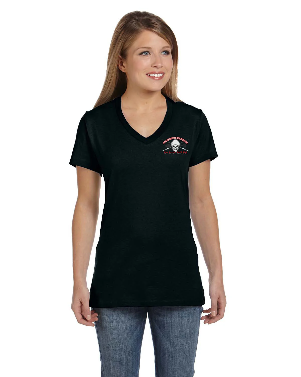 Women's Custom T-Shirt: Skull with Crossing Rods - Image 9