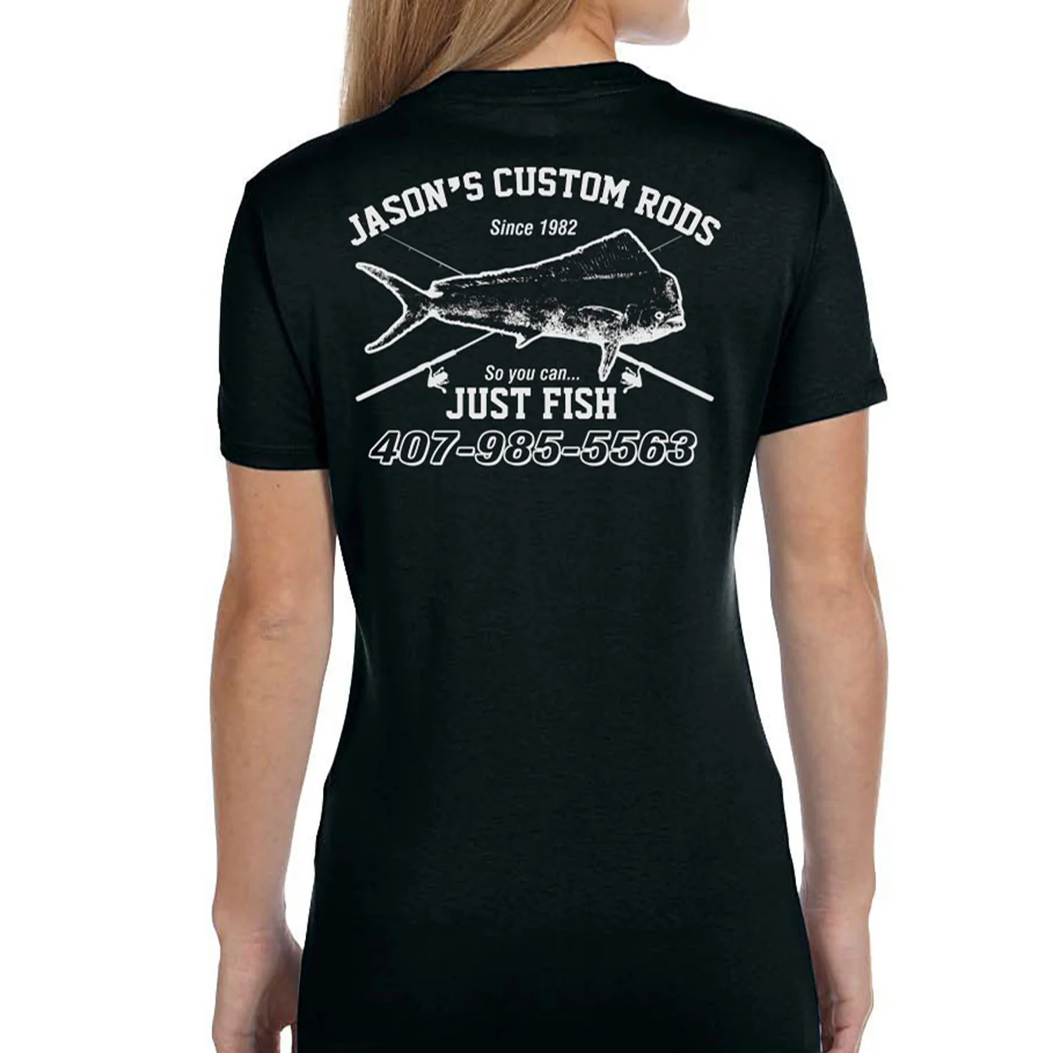 Women's Custom T-Shirt: Vintage Distressed Fish and Rods - Image 10