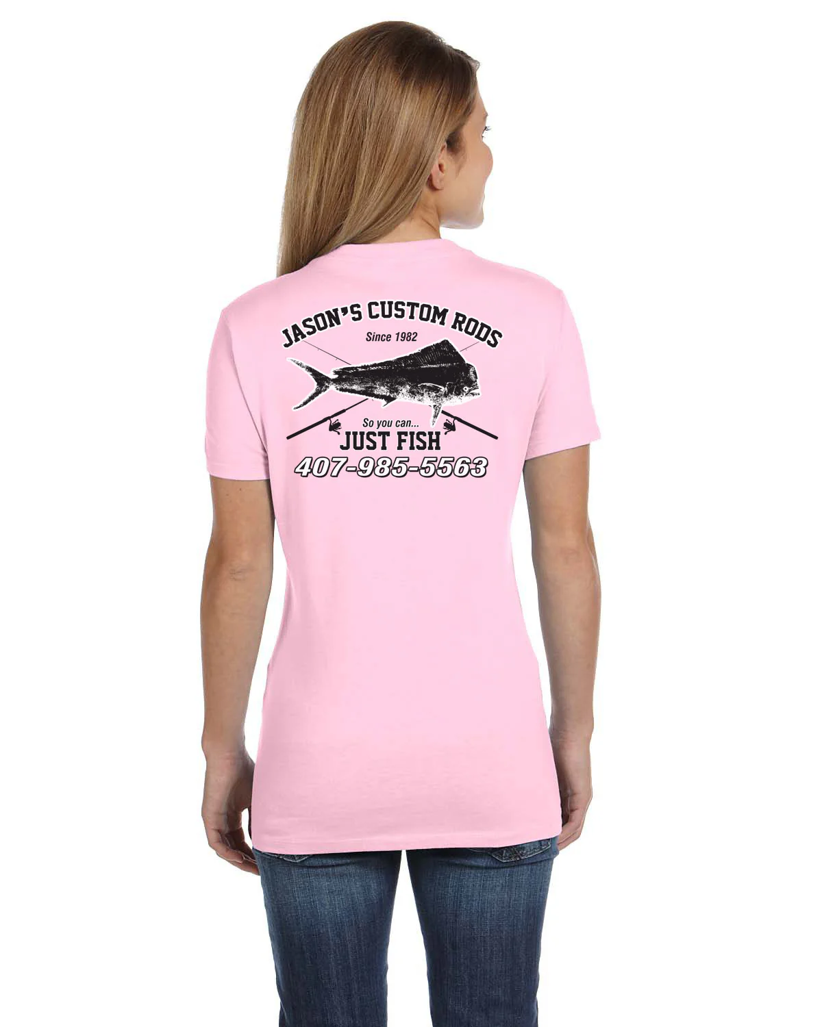 Women's Custom T-Shirt: Vintage Distressed Fish and Rods - Image 6